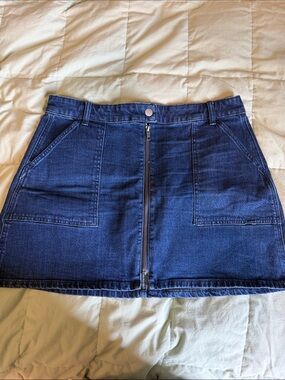 Madewell Dark Blue Denim Zip-Front Mini Skirt